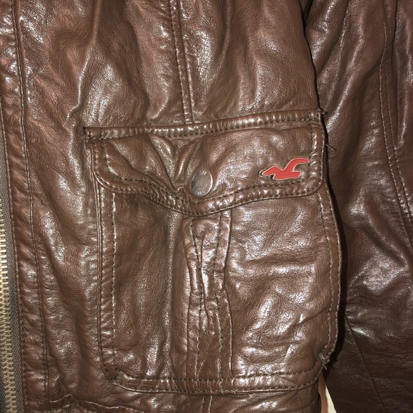 Hollister Brown Faux Leather Jacket. Vintage style - Picture 4 of 6